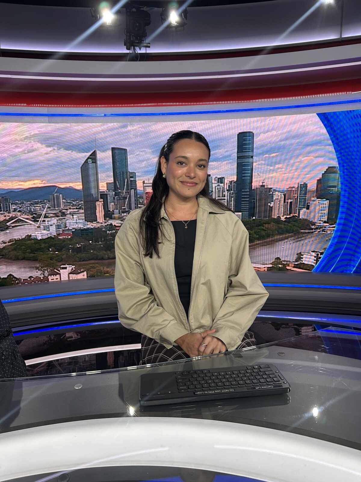 Chelsea Phillips at a television news desk